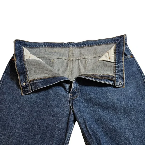 VTG Levi's 517 Bootcut Jeans Orange Tab Dark Wash Denim W42 L34 Made in USA - Picture 3 of 16